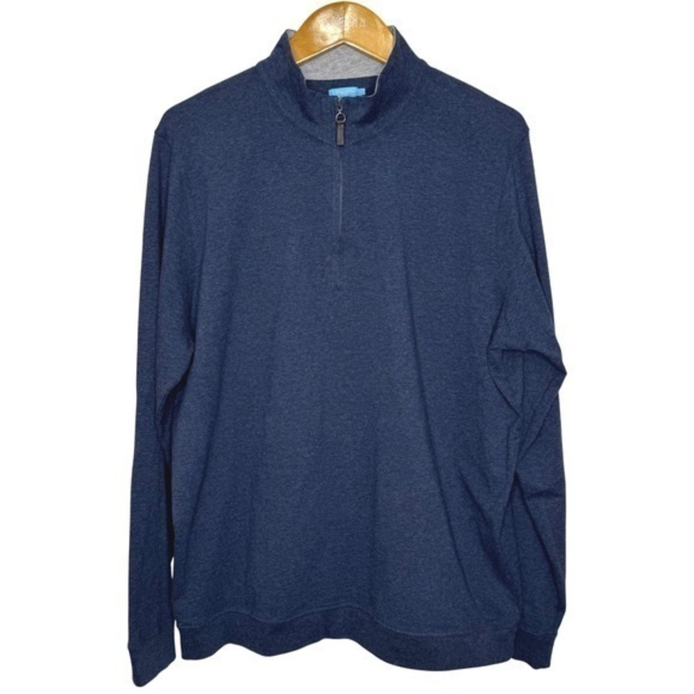J. McLaughlin Clermont 1/4 Zip Shirt Mens Large‎ Blue/Gray